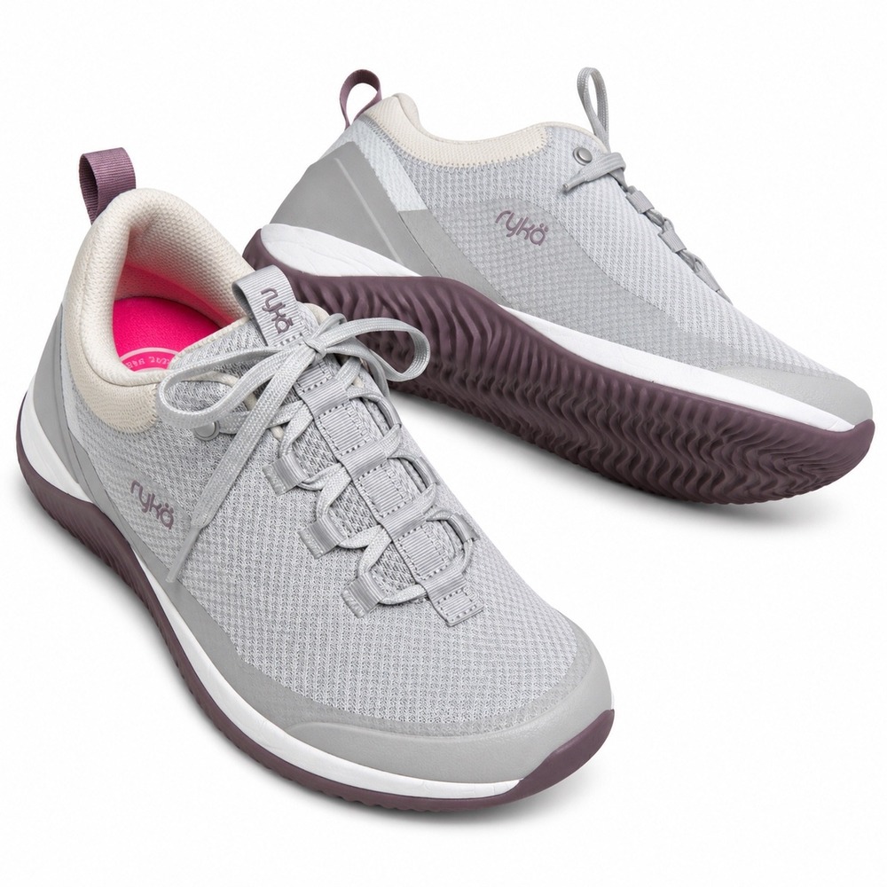 Ryka Echo Low Walking Sneakers Gray Lavender Comfort‎ Shoes Size 10 M